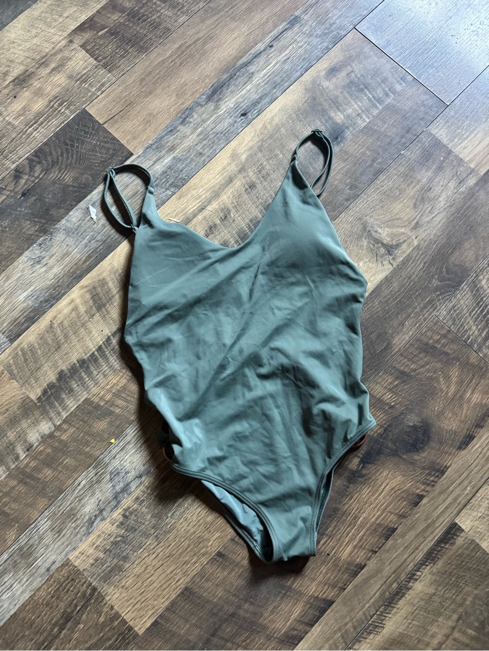 aerie Olive Green Swim With Open Side Ring Detail